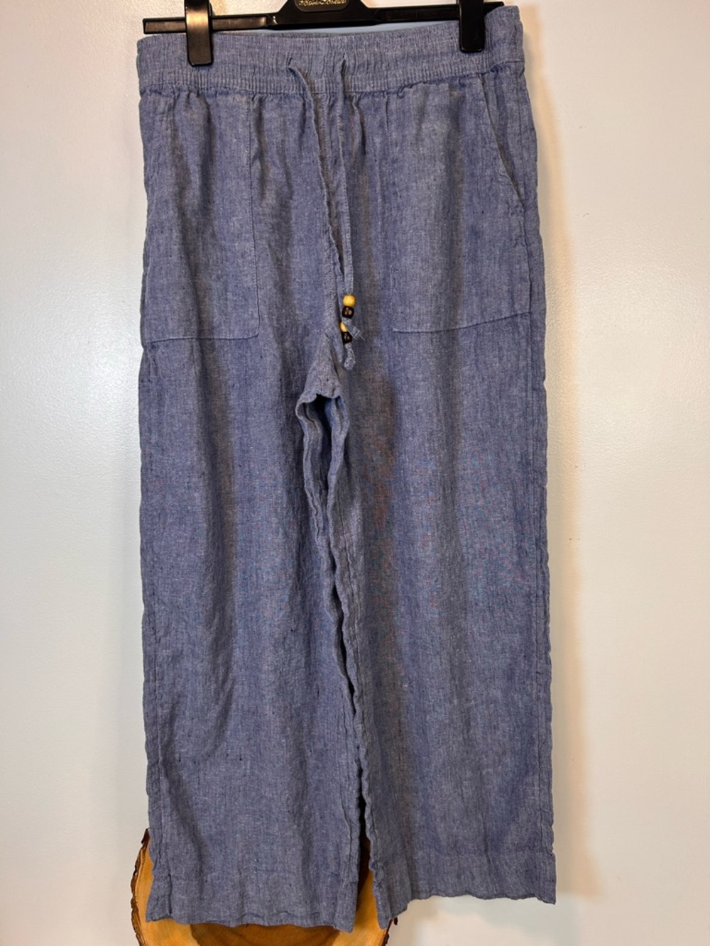 Martha Stewart Light Blue Drawstring Linen Joggers Coastal Preppy Women’s Large